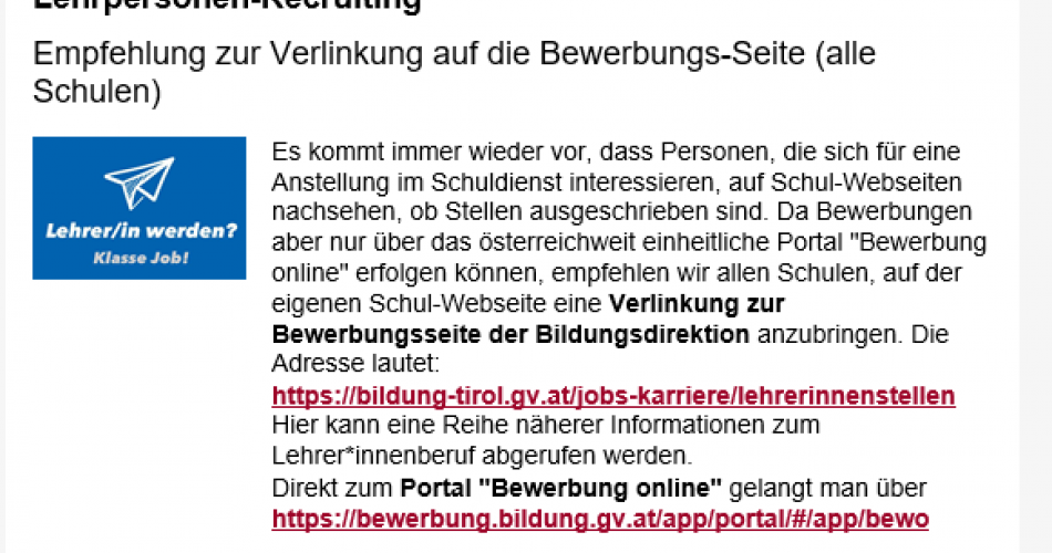 Lehrpersonen - Recruiting